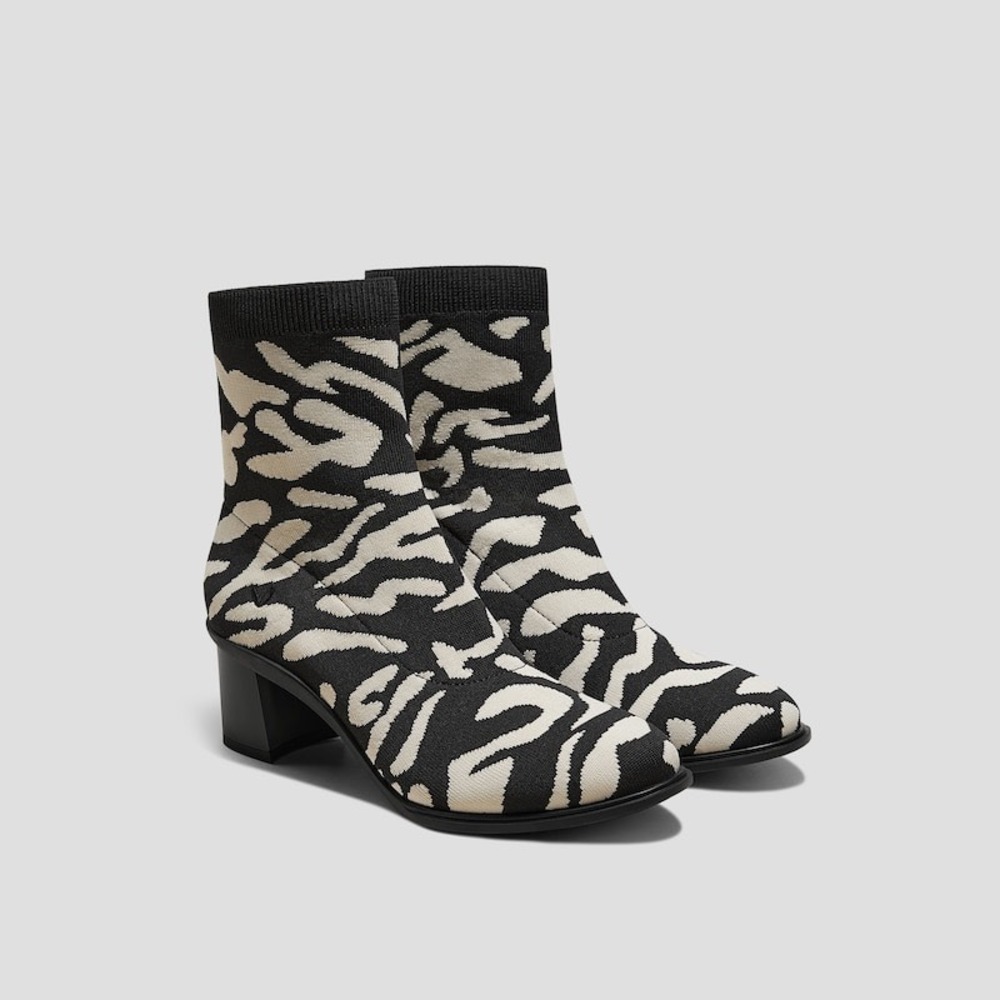 VIVAIA Zebra Print Sock Boots Block Heel Ankle Boots Women Size 9-9.5 EU40.5